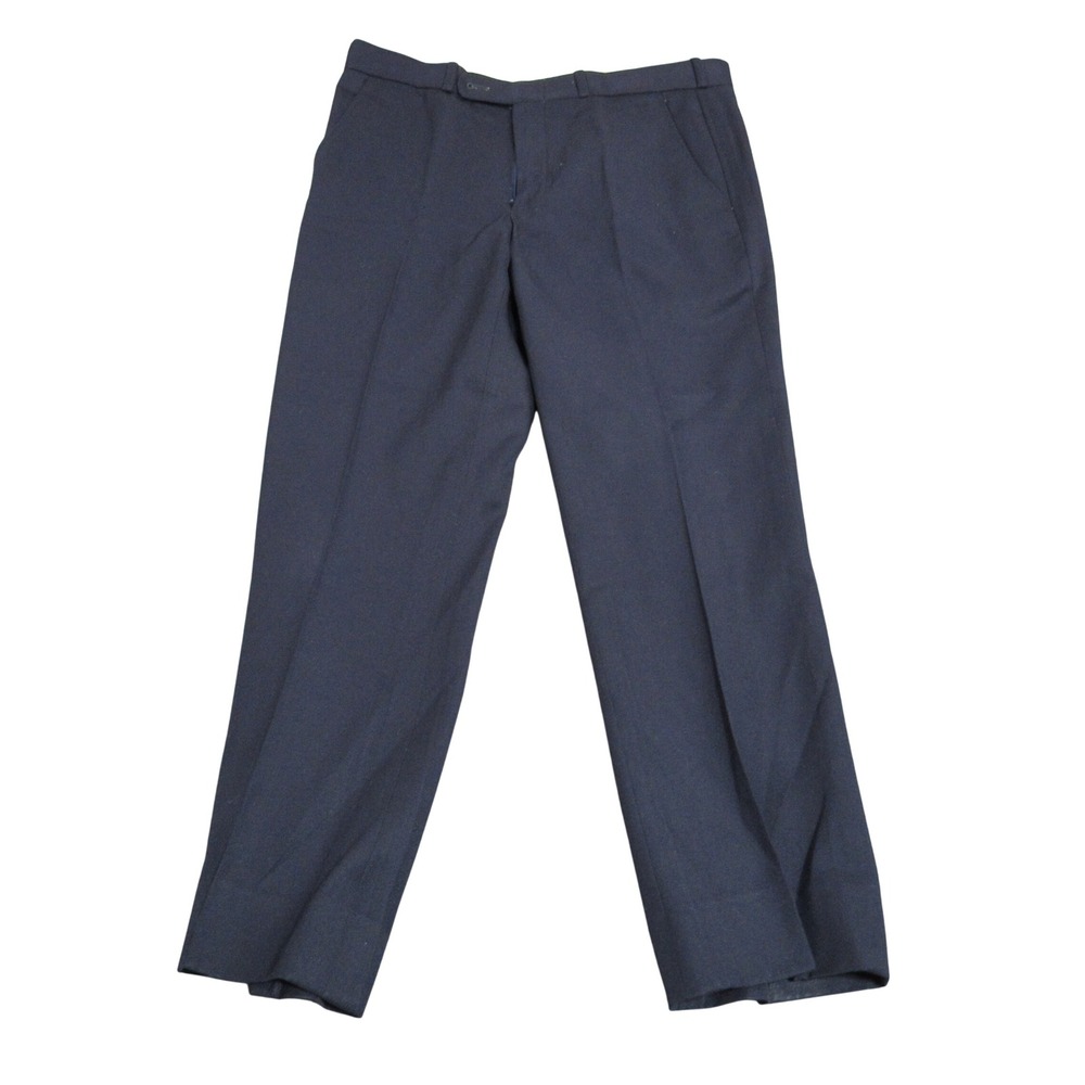 Tattersall Ltd Mens Navy Blue Flat Front Dress Pants Trousers 33x27 Classic Fit